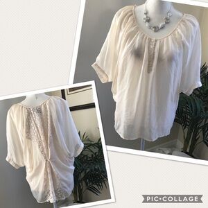 2/$20 Live On A Hanger Sheer Top W/ Inset Lace Back L